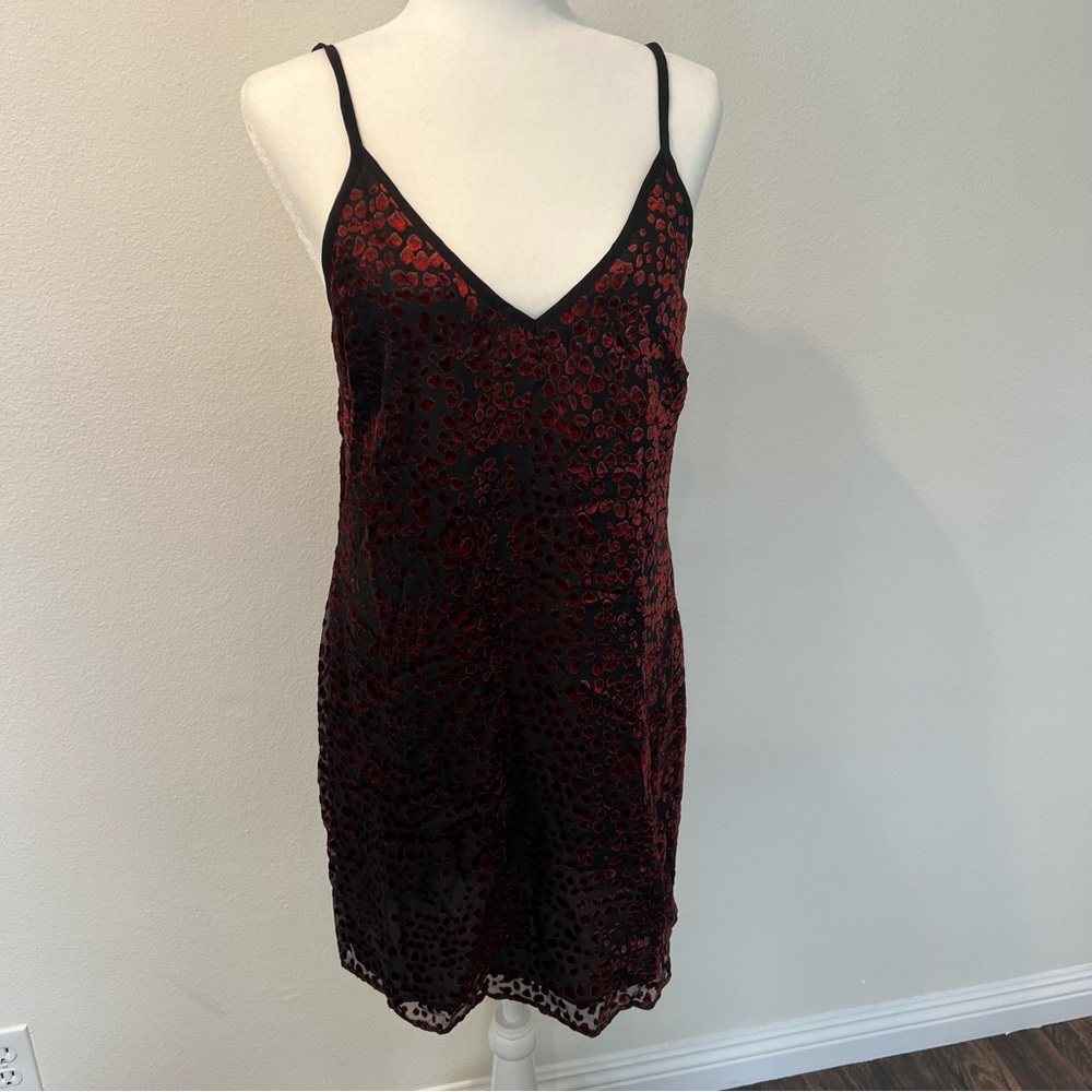Wayf Red Leopard Dress